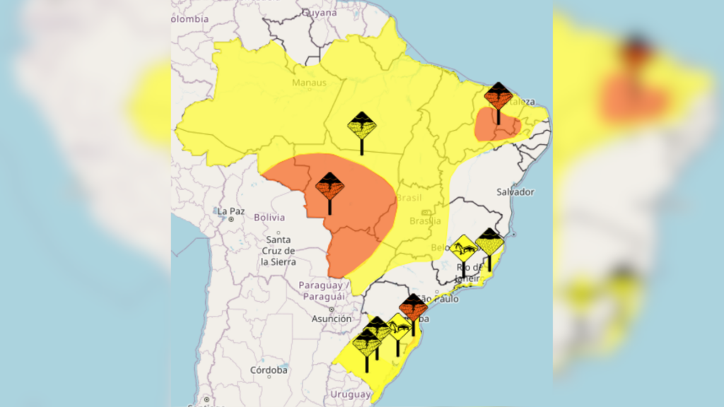 Inmet alerta para chuvas intensas em todo o país no