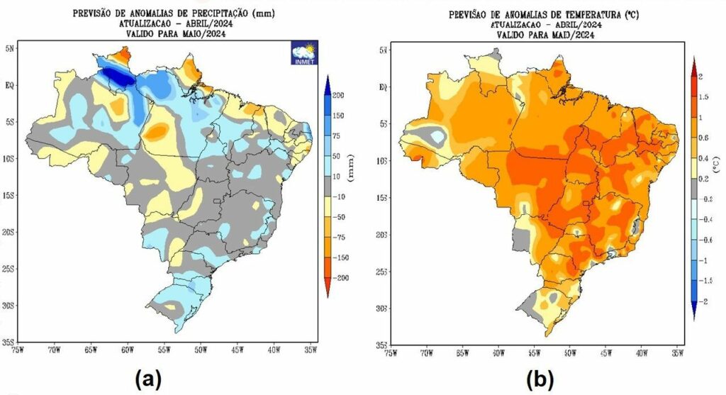 Inmet prevê chuvas acima da média no Norte e Sul