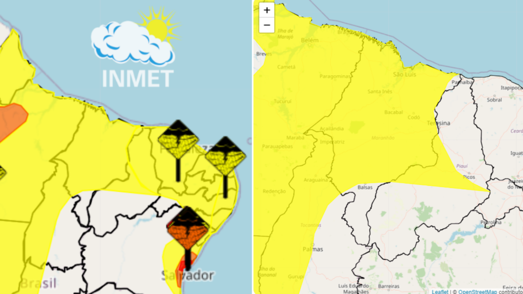 Maranhão segue sob alerta amarelo para chuvas moderadas até esta