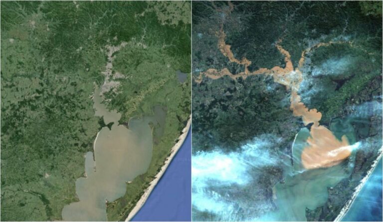 Antes e depois: imagem de satélite mostra efeito devastador da