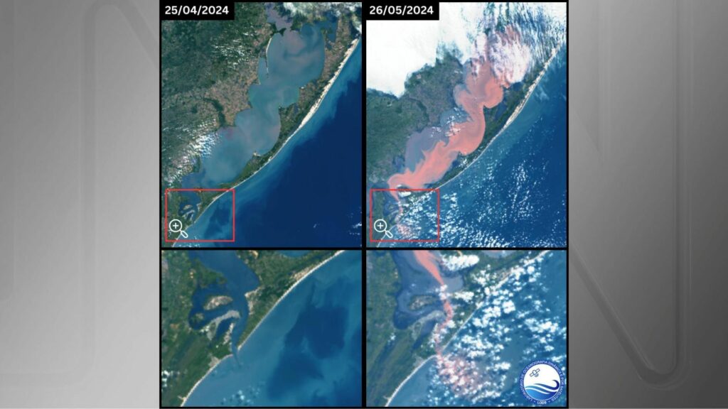 Enchentes no RS: satélite registra chegada de mancha de sedimentos