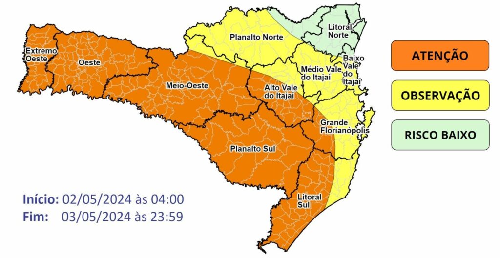 Frente fria que atinge RS avança e deve levar temporais