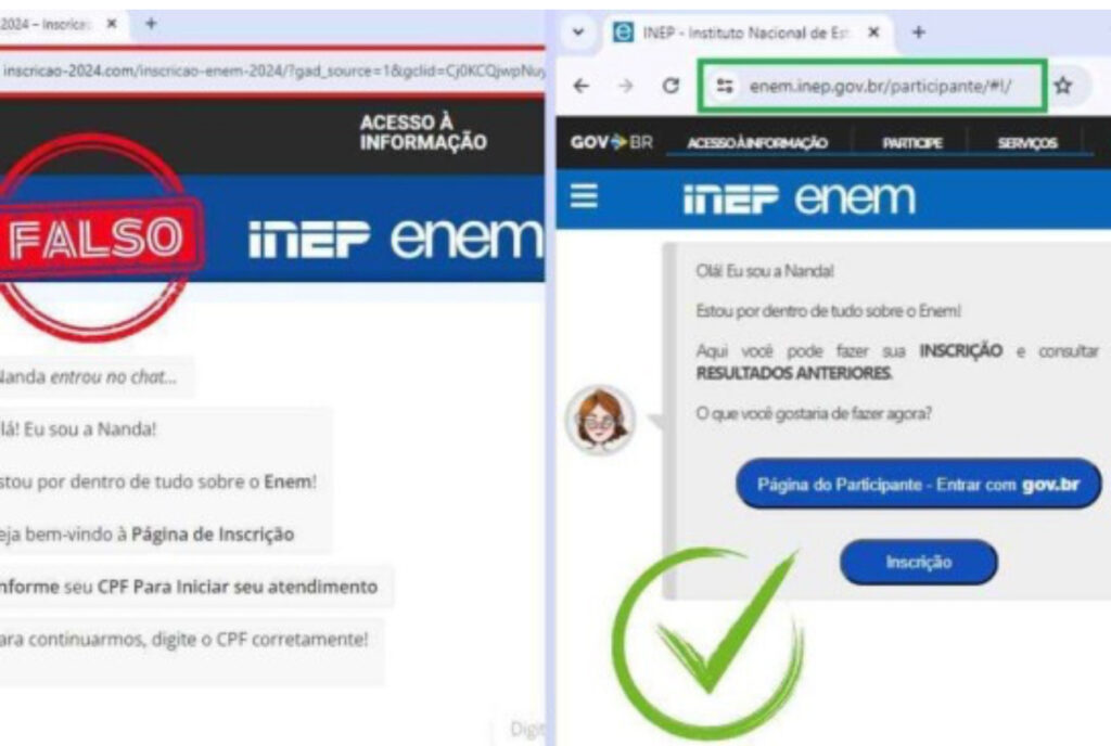 Golpe no Enem: site falso imita página oficial de inscrição