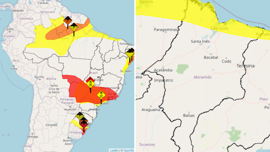 Inmet alerta para chuvas intensas em 60 cidades maranhenses