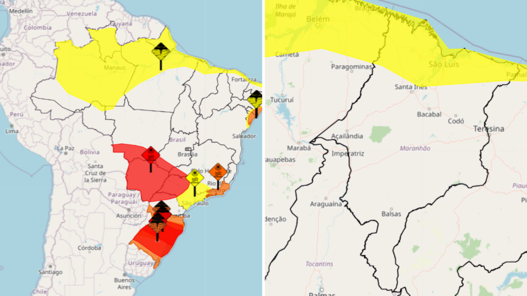 Inmet emite alerta de chuvas intensas para 82 cidades do