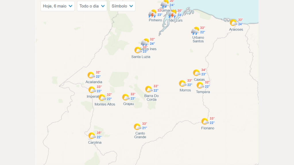 Maranhão tem predomínio de sol nesta segunda-feira (06)