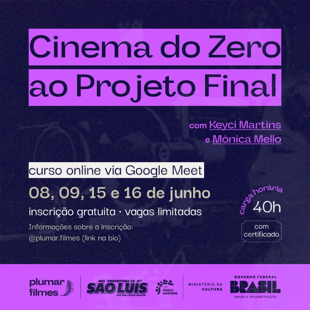 Curso Gratuito “Cinema do Zero ao Projeto Final” abre inscrições