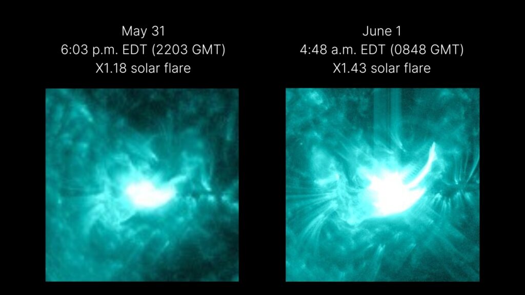 Duas erupções solares de classe X emergiram do Sol em