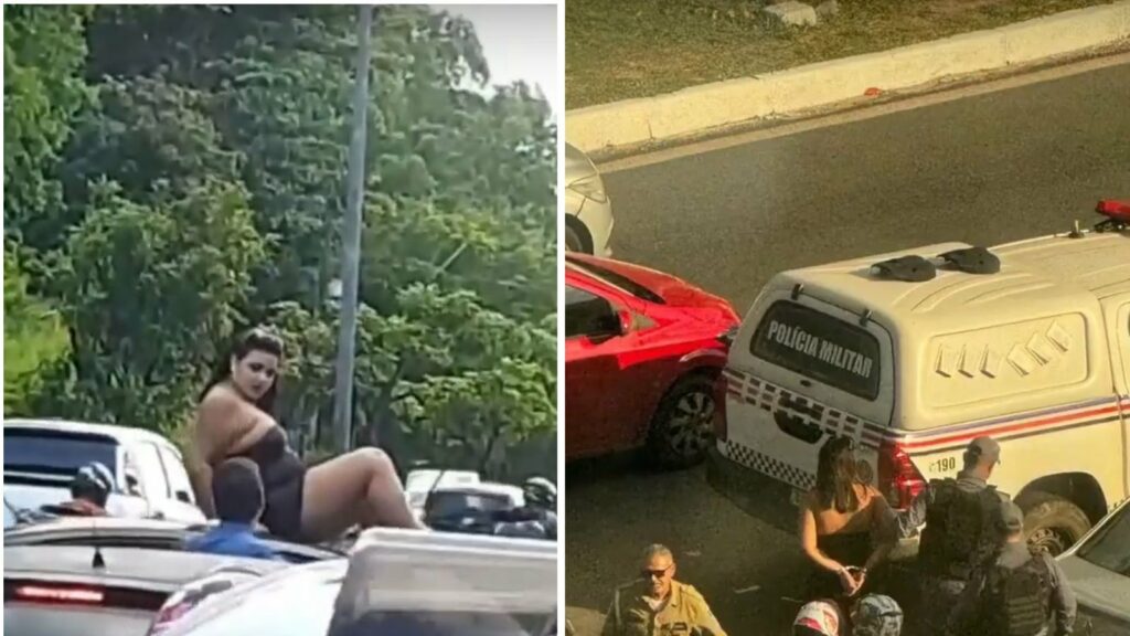 Mulher é algemada após causar tumulto em frente a shopping