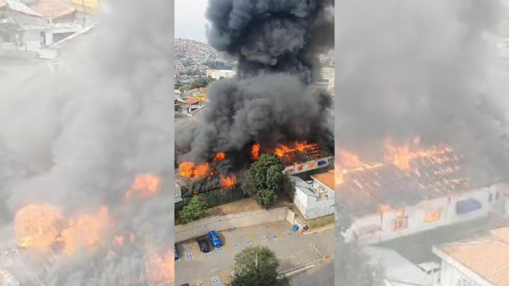 Vídeo: fábrica de sofás é destruída por incêndio em SP