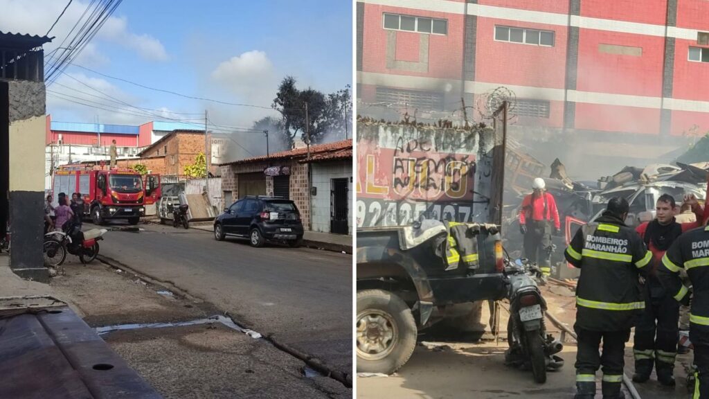 Incêndio de grandes proporções atinge sucatão em São Luís