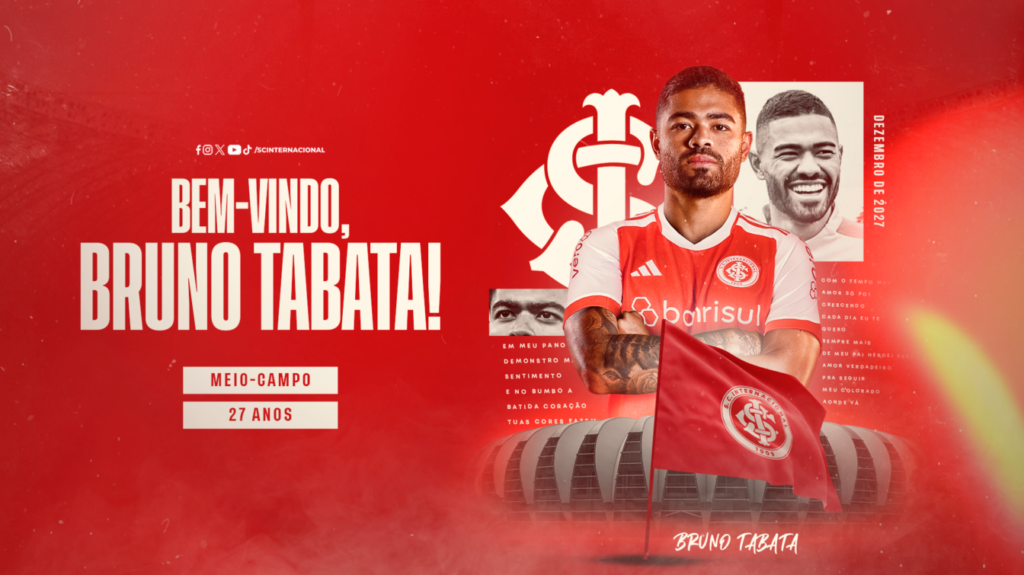 Internacional anuncia Bruno Tabata, ex-meia do Palmeiras