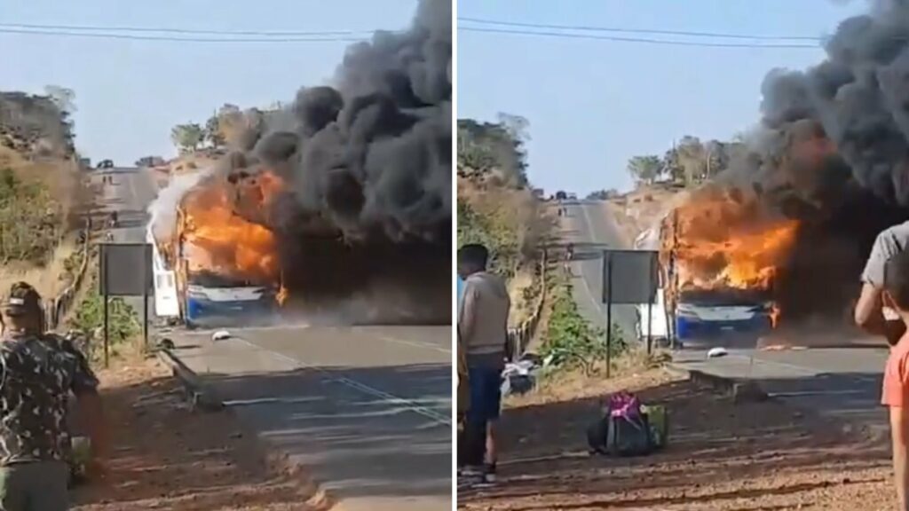 Ônibus que saiu do Rio de Janeiro pega fogo na