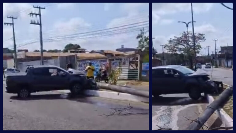 Colisão derruba poste no Monte Castelo, em São Luís