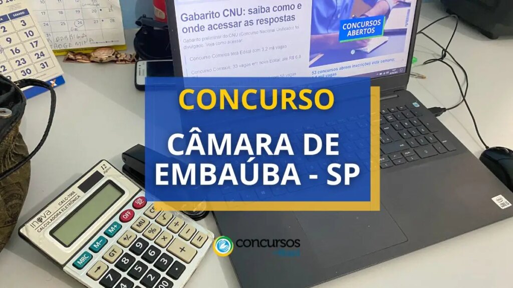 Concurso Câmara de Embaúba - SP: mensais de R$ 3.828,83