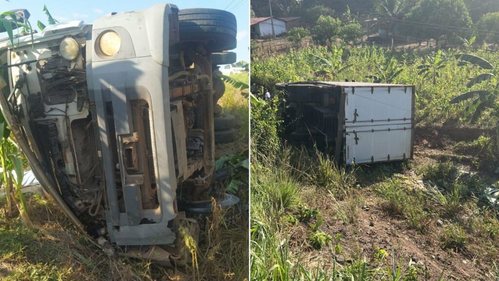 Motorista de caminhão morre após veículo sair da pista na