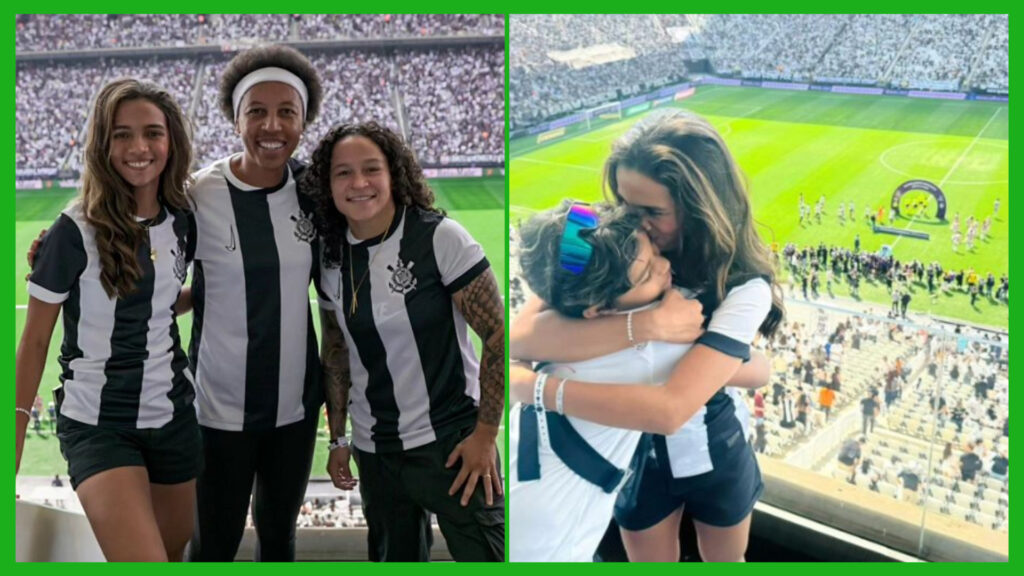 Rayssa Leal prestigia Corinthians em festa do título no Brasileirão