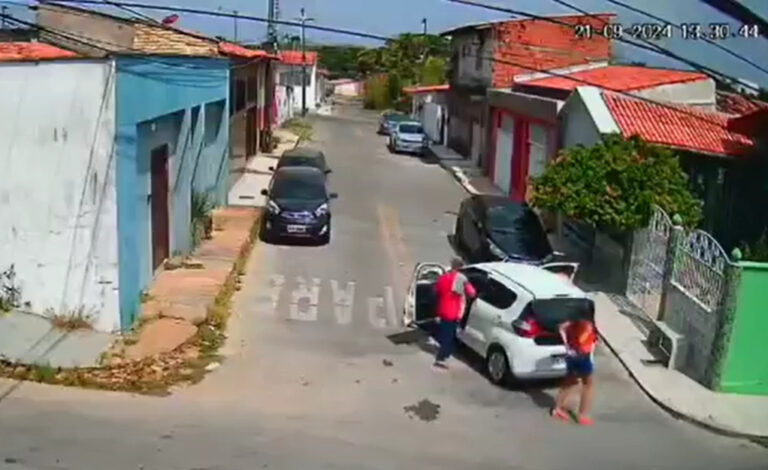 Vídeo: armados com pedaços de madeira, criminosos roubam carro de