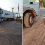 Motociclista fica gravemente ferido ao colidir contra caminhão