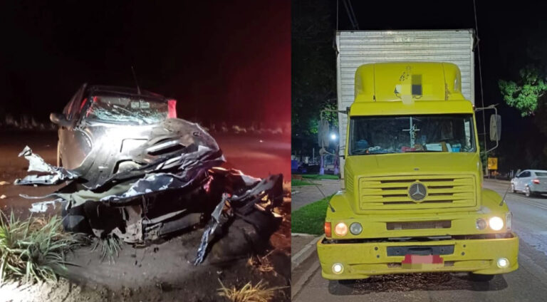 Motorista fica gravemente ferido após colisão com um caminhão na