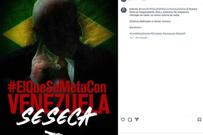 Polícia da Venezuela faz postagem em tom de ameaça com