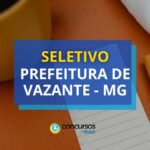 Prefeitura de Vazante - MG abre seletivo com vagas para