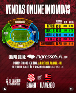 Ingressos para o jogo Bangu x Flamengo em São Luís