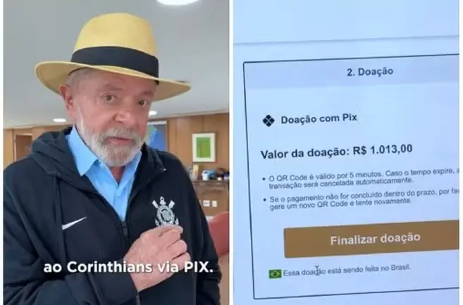 Lula faz doação ao Corinthians e nega taxação do Pix