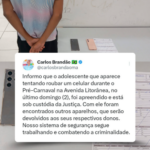 Adolescente que tentou roubar celular em pré-carnaval é apreendido