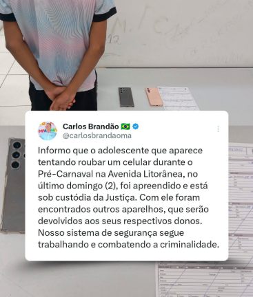 Adolescente que tentou roubar celular em pré-carnaval é apreendido