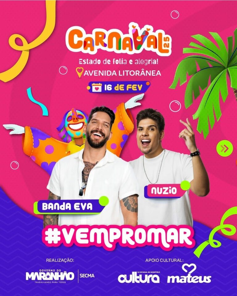 Banda Eva, Nuzio, artistas e grupos locais: Veja a programação