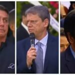 Bolsonaro, Tarcísio e Nunes se reúnem no velório da bispa