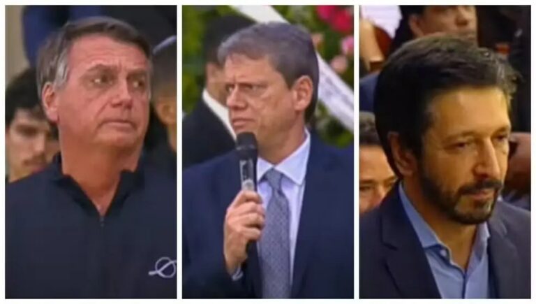 Bolsonaro, Tarcísio e Nunes se reúnem no velório da bispa