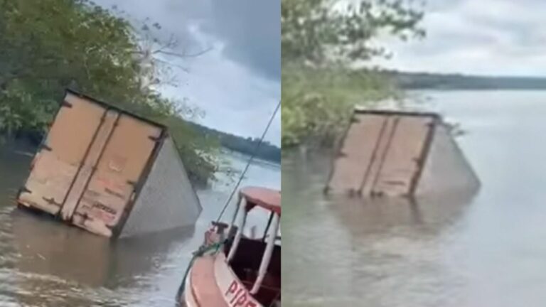 Caminhão desgovernado afunda no Rio Tocantins durante tentativa de travessia