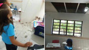 Forro de escola desaba e fere duas crianças em Paulino