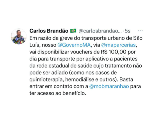 Governo vai disponibilizar vouchers para corrida de app a pacientes