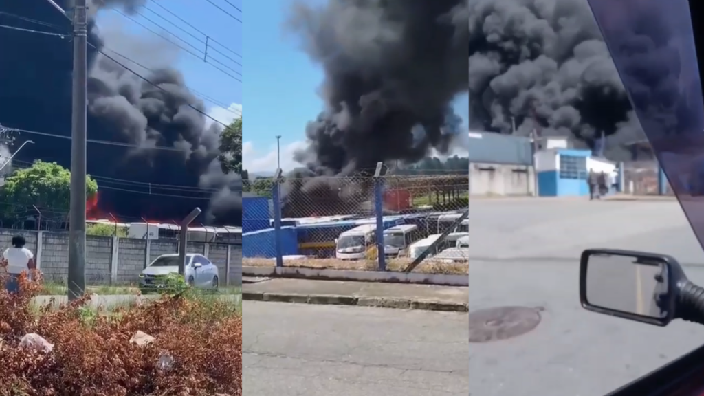 Incêndio atinge garagem de ônibus escolar no interior de SP;