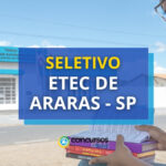 Etec de Araras - SP lança seletivo para cadastro reserva