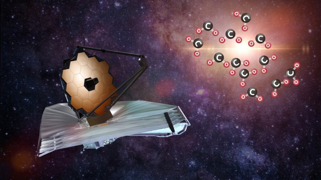 James Webb captura imagens diretas de CO2 fora do Sistema