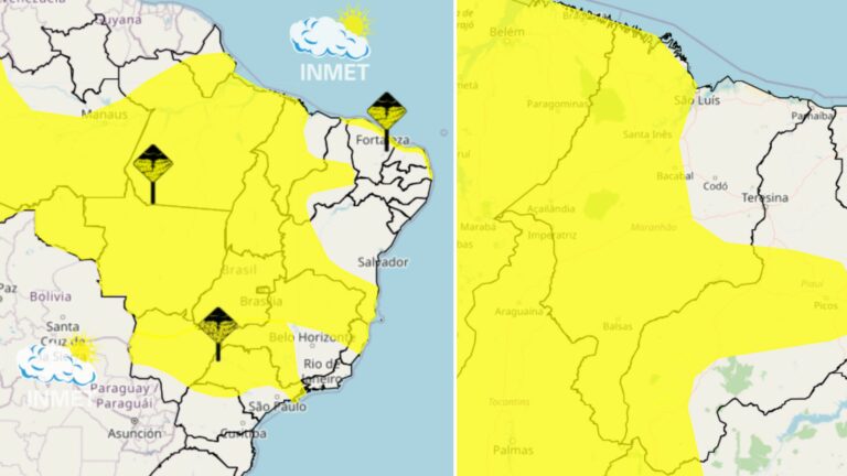 São Luís e mais 160 cidades em alerta amarelo nesta