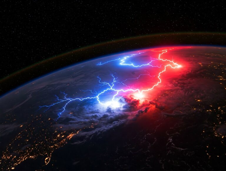 Astronauta da ISS filma raro relâmpago colorido do espaço