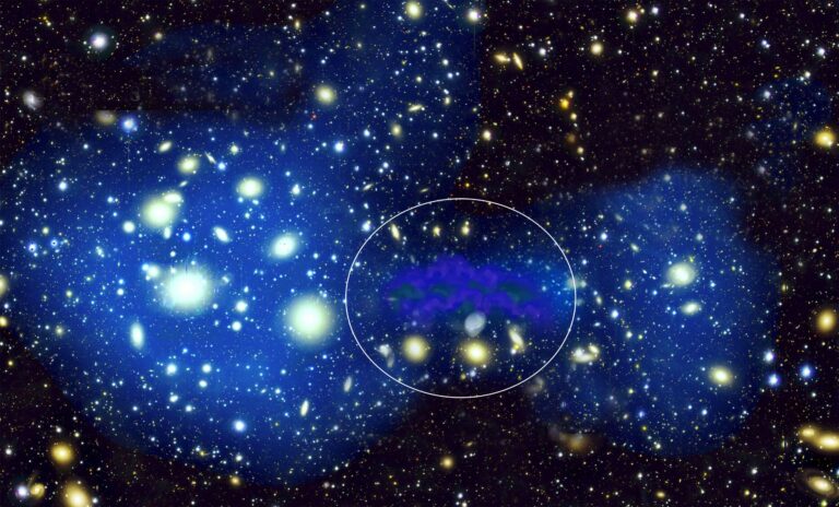 Lente gravitacional revela “ponte” de matéria escura entre galáxias