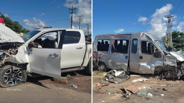 Passageiros são arremessados para fora de veículo após colisão na