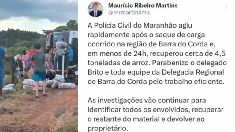 Polícia recupera 4,5 toneladas de arroz que foi saqueada na
