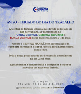 AVISO – FERIADO DO DIA DO TRABALHO