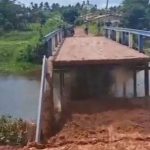 Cabeceira de ponte desaba e isola povoados na zona rural