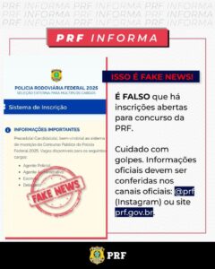 É golpe! Polícia Rodoviária alerta para site falso simulando concurso