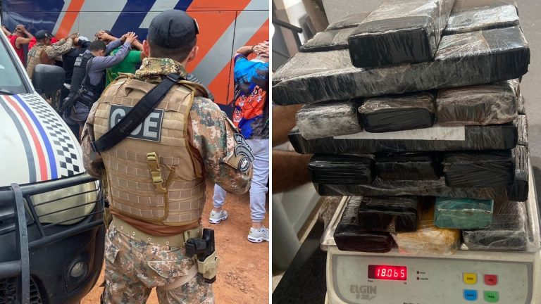 Polícia apreende 18kg de droga em ônibus de turismo no