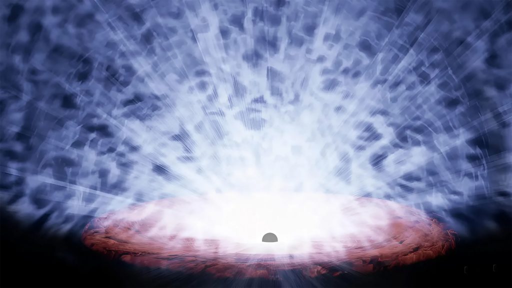 Quasar superpoderoso dispara gás a 30% da velocidade da luz