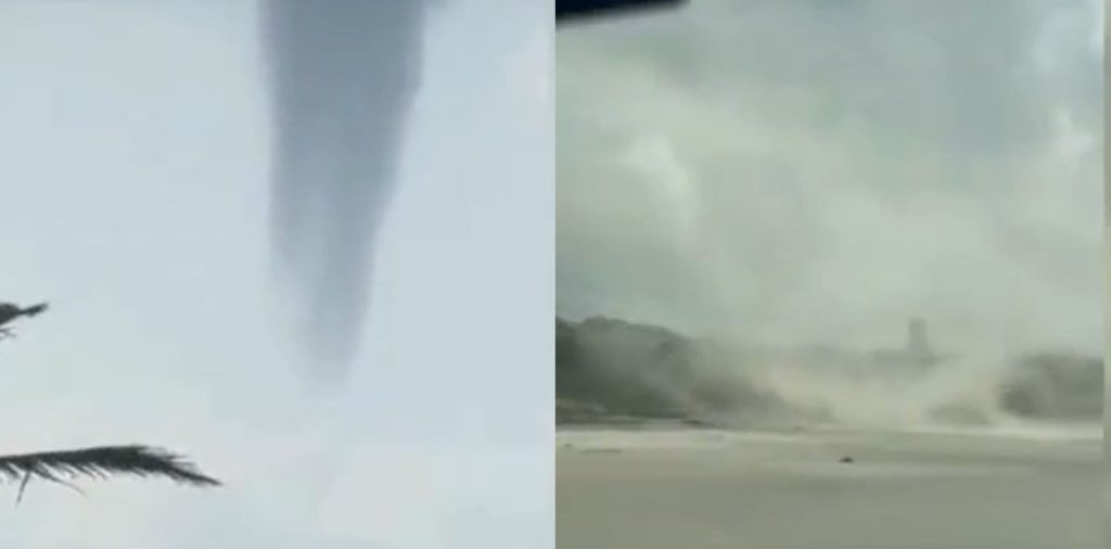Tornado em formação é registrado em praia no litoral de